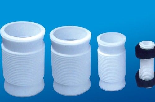 White PTFE tube , 2.10g/cm³ PTFE Soft Joint / PTFE Material For Metal Tube supplier